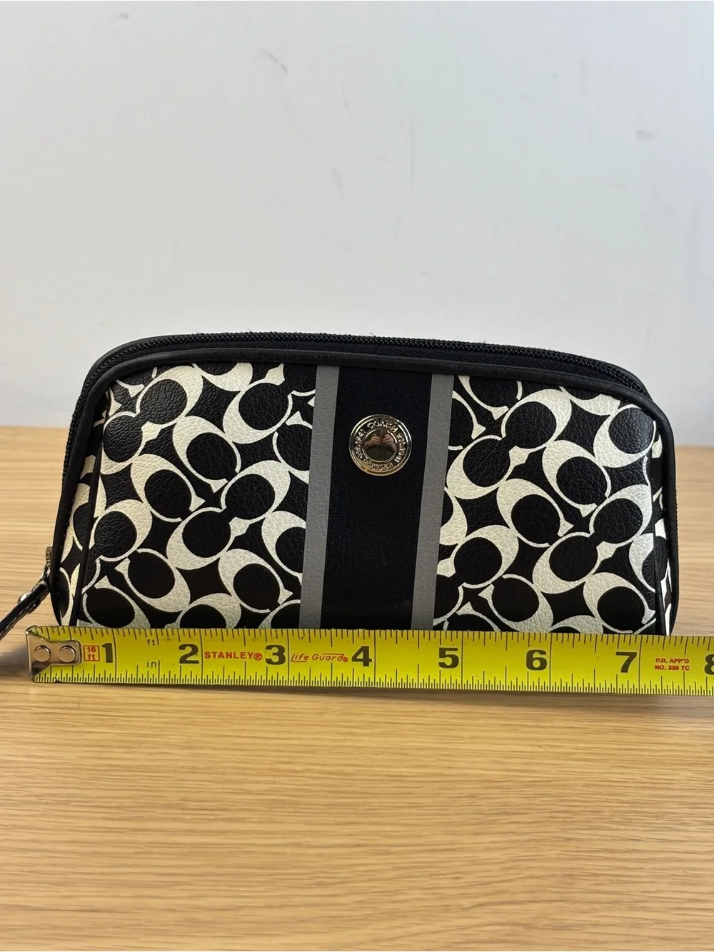 Y2K Coach Chelsea Heritage Stripe Coated Canvas Cosmetic Case Black/White